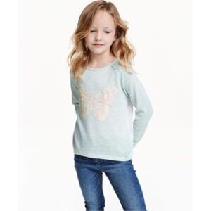 Toddler Girls H&M Iridescent Shimmer Butterfly Semi- Sheer Back Top - Sz 2-4 yrs